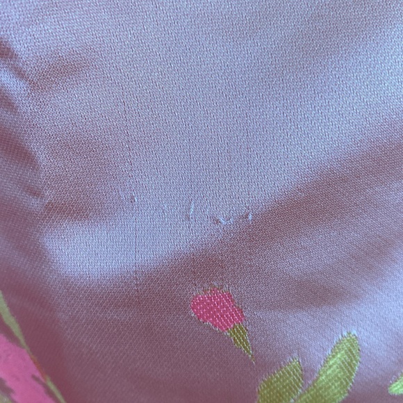 Teri Jon Rickie Freeman pink fuchsia yellow floral pencil sheath satin dress 12 - Picture 3 of 3